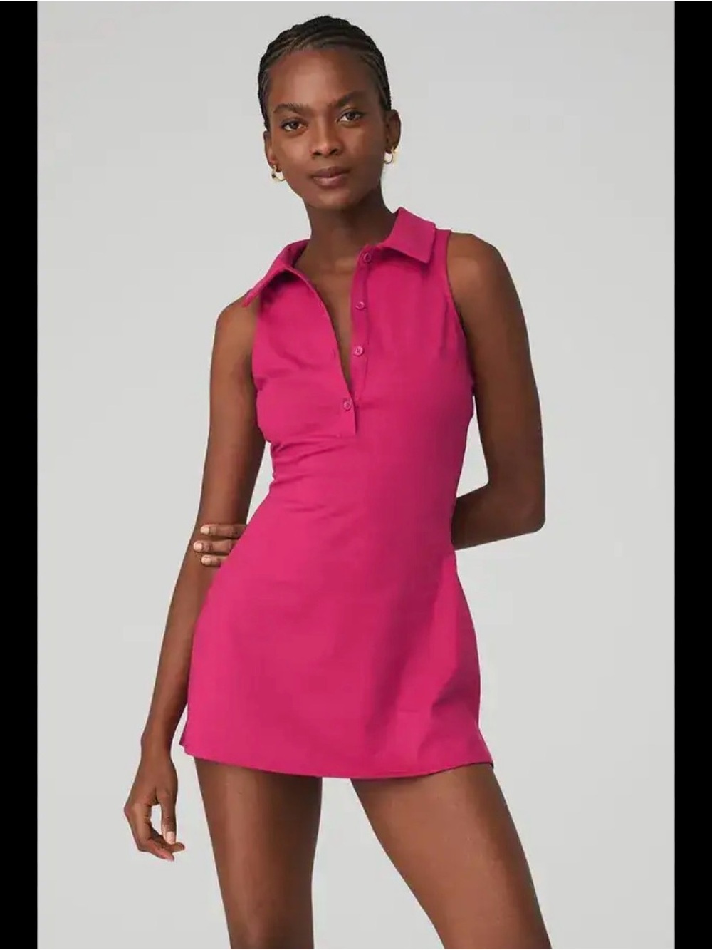 ALO Yoga Sleeveless Polo Midi Dress in Hot Pink